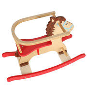 Wooden rocking horse with backrest